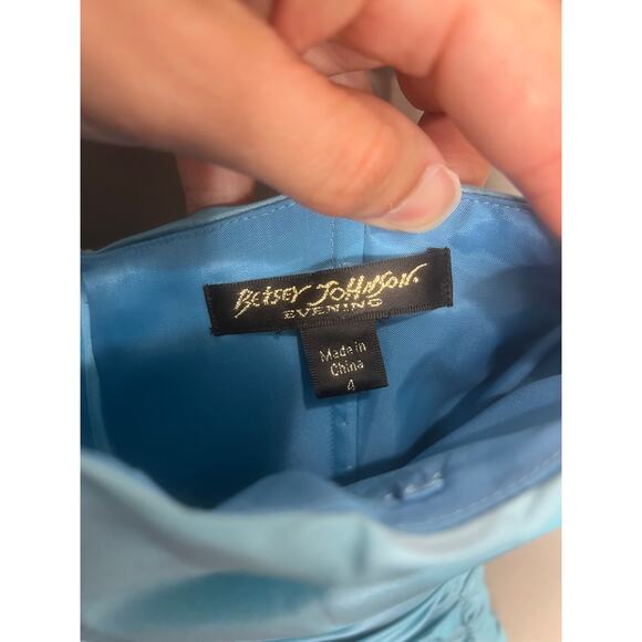 Vintage 90’s Betsey Johnson Evening Strapless Dress Sz 4 Cocktail Blue Mermaid - Picture 3 of 16